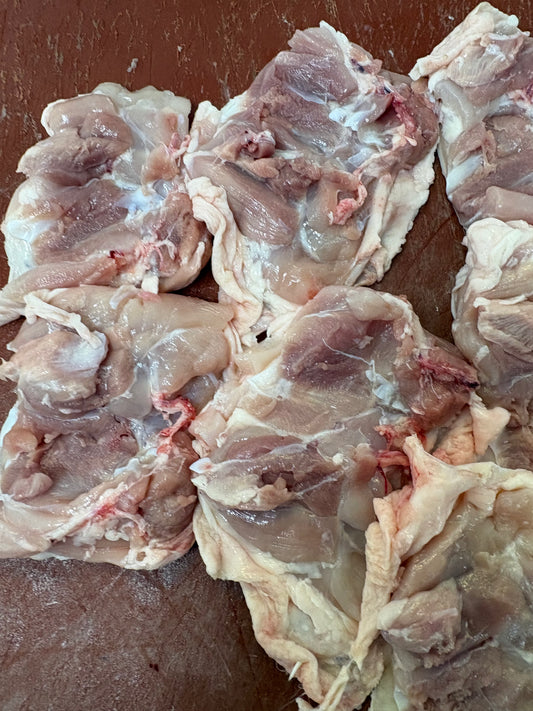 Skin on boneless chicken thighs