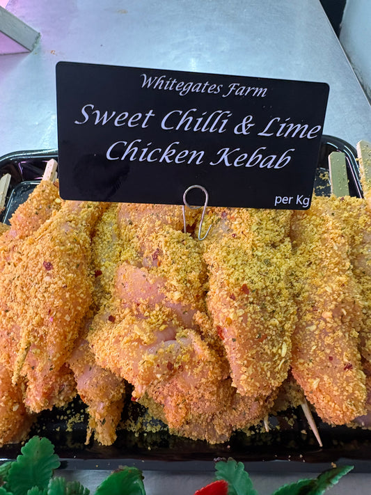 Sweet chilli lime chicken kebabs